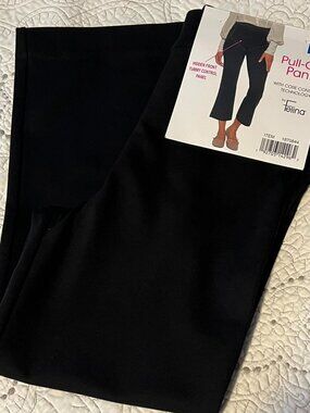 NWT Felina Pull-On Flare Pant Cropped Black Size L